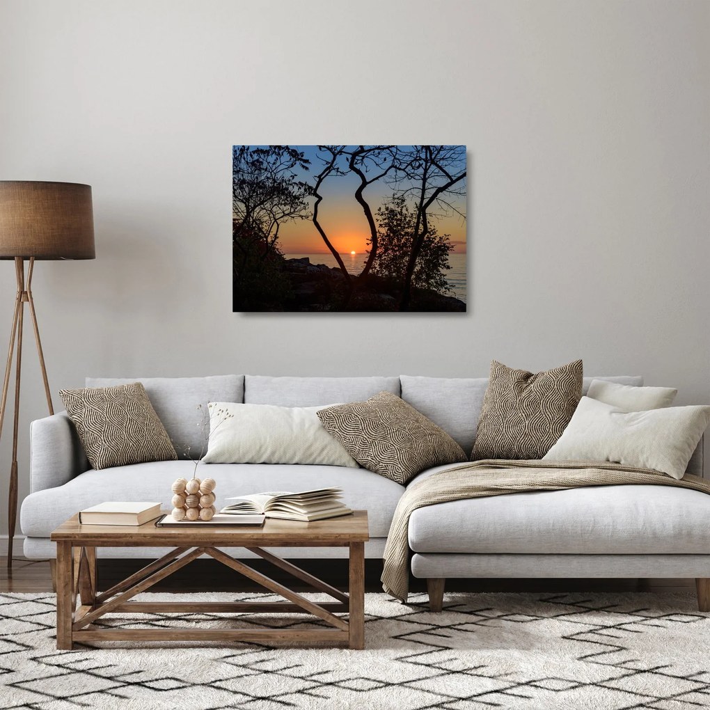 Tablou pe sticlă cu apus de soare (70x50 cm)