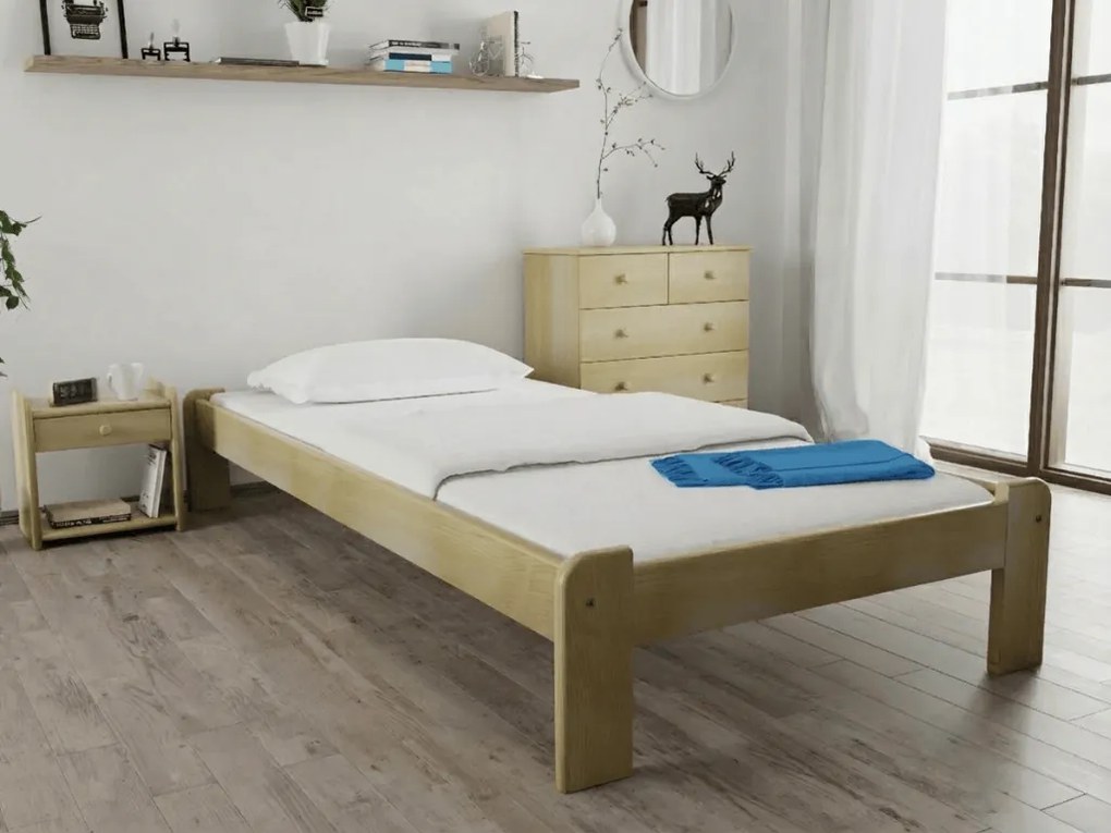 Pat de o persoana ADA 90x200 cm, pin Saltele: Cu saltele Somnia 18 cm, Somiera pat: Fara somiera