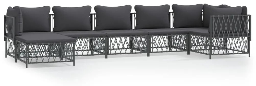 3186897 vidaXL Set mobilier de grădină cu perne, 7 piese, antracit, oțel