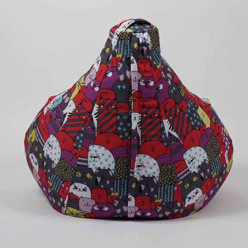 Fotoliu puf copii, Nirvana Light Pufrelax, Material Impermeabil, imprimeu cu pisici - Cattitude