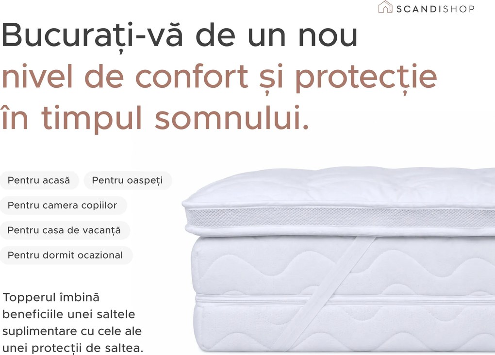 Protectie pentru saltea cu doua straturi - TOPPER 200 x 220 cm