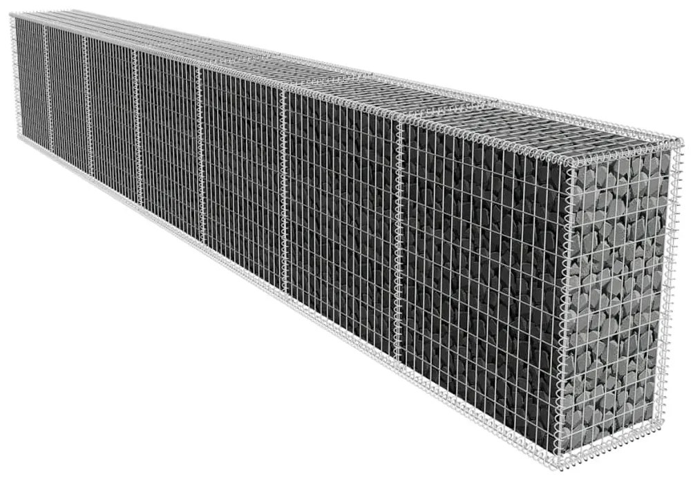 vidaXL Perete gabion cu capac, 600 x 50 x 100 cm, oțel galvanizat