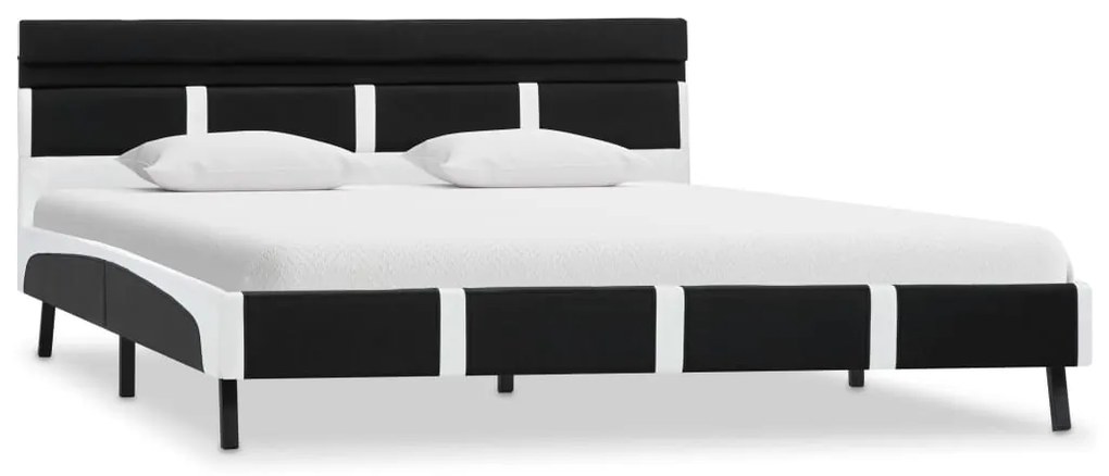 280303 vidaXL Cadru de pat cu LED-uri, negru, 120 x 200 cm, piele ecologică