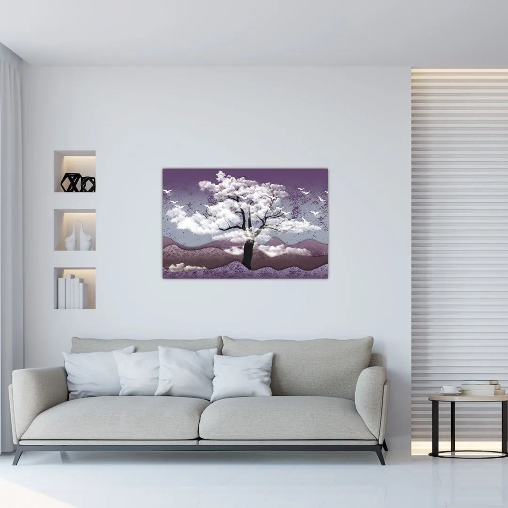 Tablou - Copac în nori (90x60 cm)