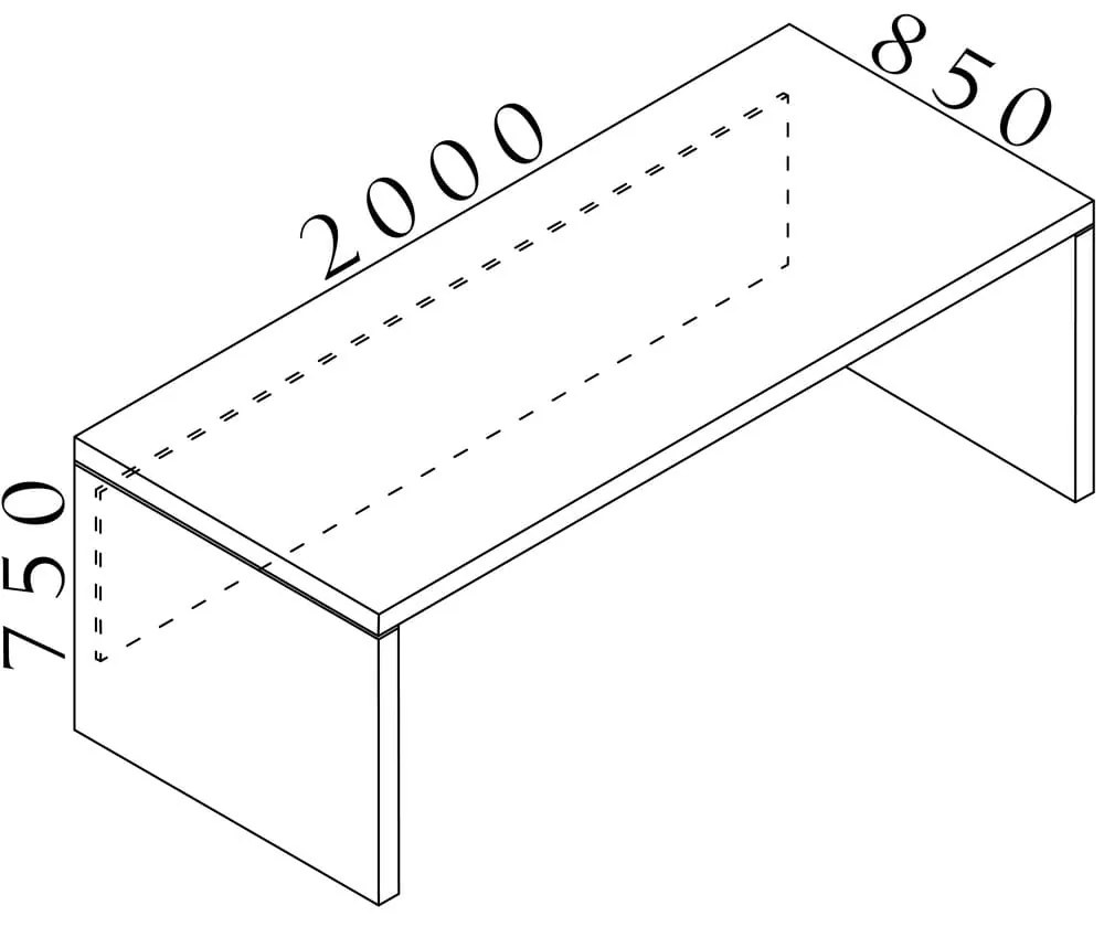 Masa Lineart 200 x 85 cm, ulm inchis