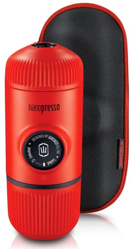 Espressor portabil Wacaco Nanopresso Lava Red, 18bar, 80 ml, Cafea macinata, Fara incarcare sau baterii, Husa, Rosu