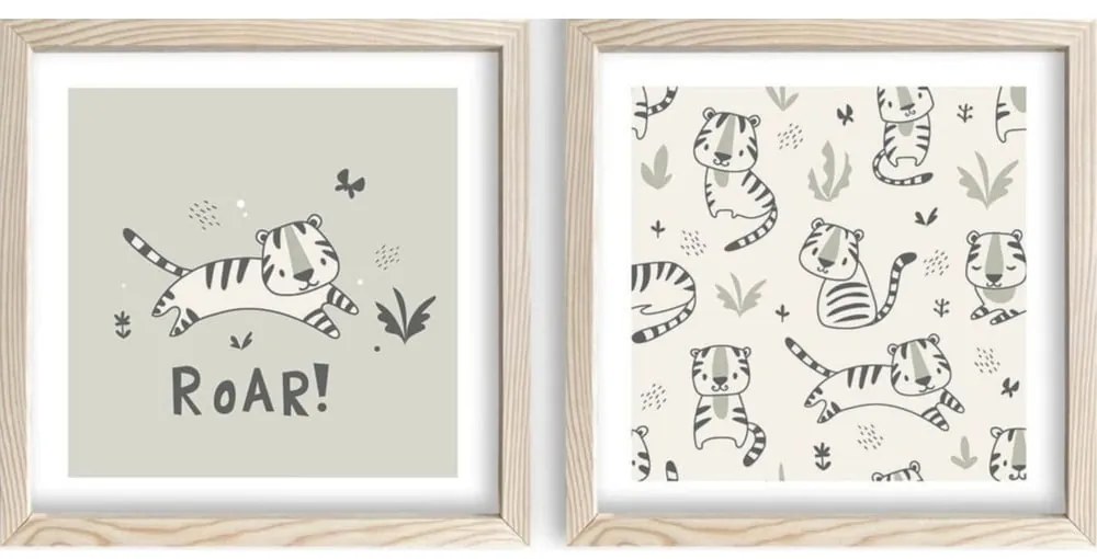 Tablouri pentru copii 2 buc. 33x33 cm Roar - Wallity