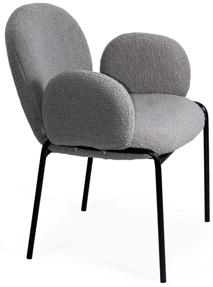 Scaun dining gri boucle cu cadru metalic negru BUC 281