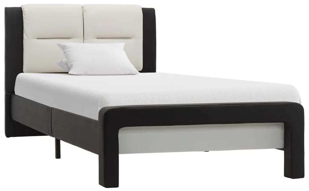 286721 vidaXL Cadru de pat, negru și alb, 90 x 200 cm, piele ecologică