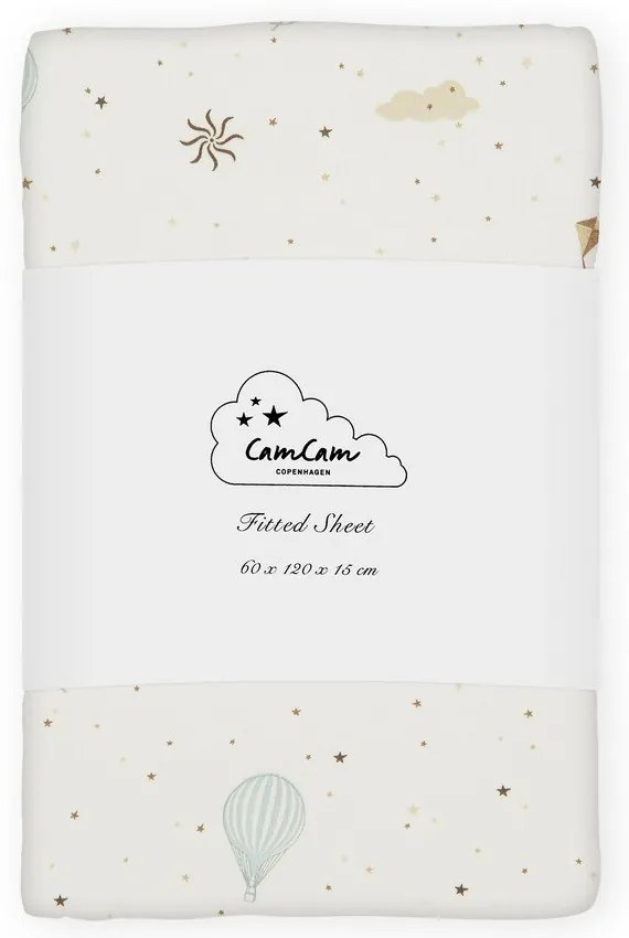 Cearceaf pentru copii, fildeș din bumbac organic pentru pătuț cu elastic 60x120 cm Dreamland – Cam Cam Copenhagen
