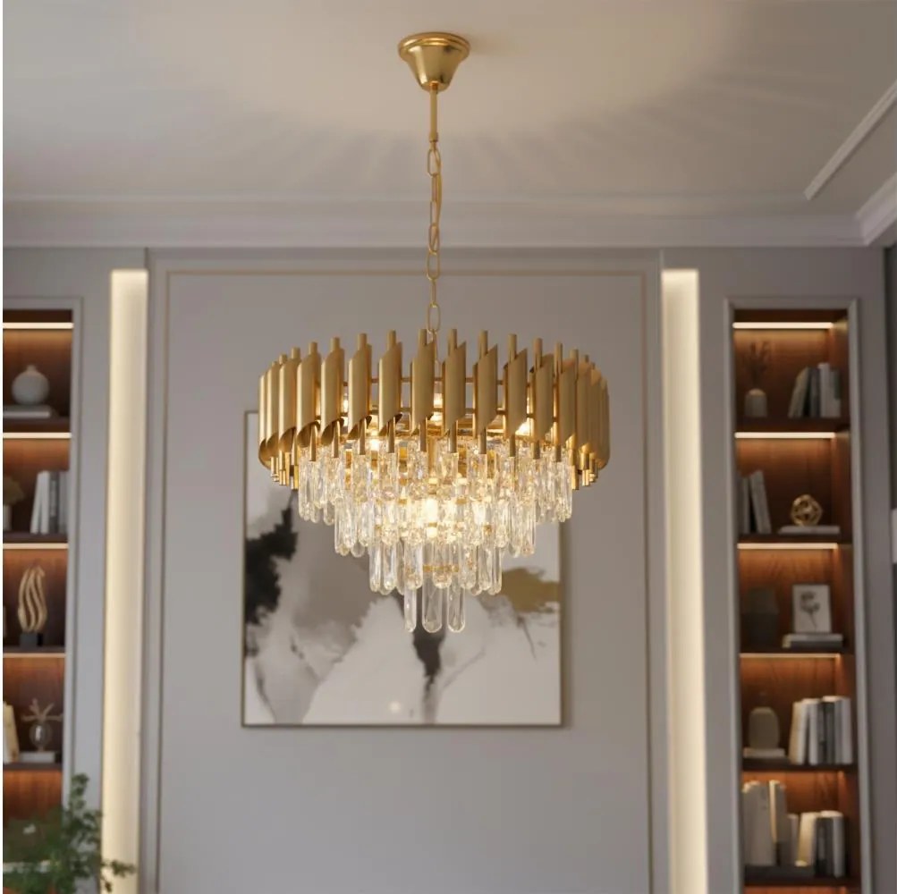 Brilagi - Candelabru cu lanț ECLIPSE 7xE14/10W/230V Ø 48 cm auriu