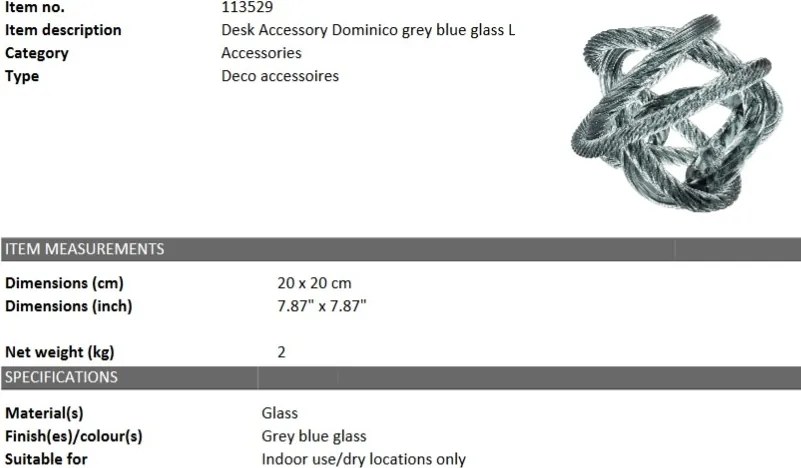 Obiect decorativ LUX Dominico L, diam.20cm gri 113529 HZ