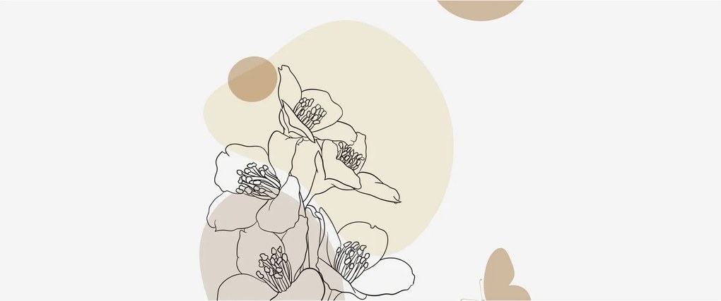 Tablou - Flori bej cu fluture N⁰4 (120x50 cm)