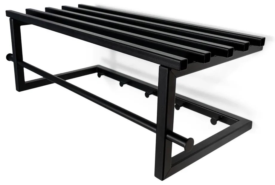 Cuier de perete negru cu raft din metal 76 cm Marco – Spinder Design