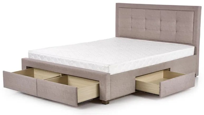Pat tapitat Culoare bej AROVE 160 x 200 cm