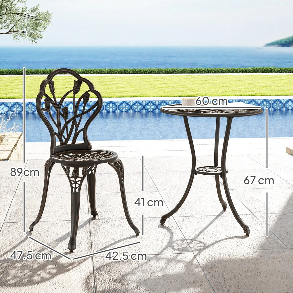 Outsunny Set de Gradina 3 Piese din Aluminiu cu 2 Scaune | Aosom Romania