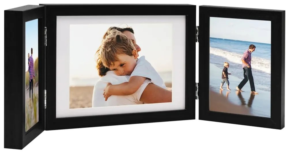 vidaXL Ramă foto triplă, colaj, negru, 22x15 cm + 2x (10x15 cm)