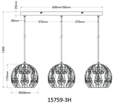 Globo 15759-3H - Pendul suspendat pe cablu MIKA 3xE27/40W/230V