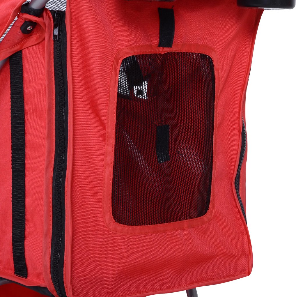 PawHut Cărucior Pliabil pentru Animale de Companie, Design Ergonomic, Roșu, 75x46x94cm | Aosom Romania