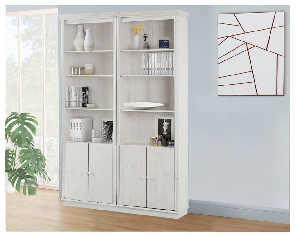 Bibliotecă albă din lemn de pin 148x223 cm Anita – Støraa