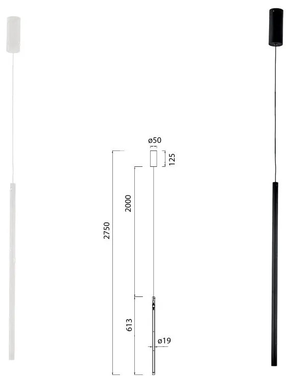 Pendul LED design minimalist, TORCH negru MA-8483