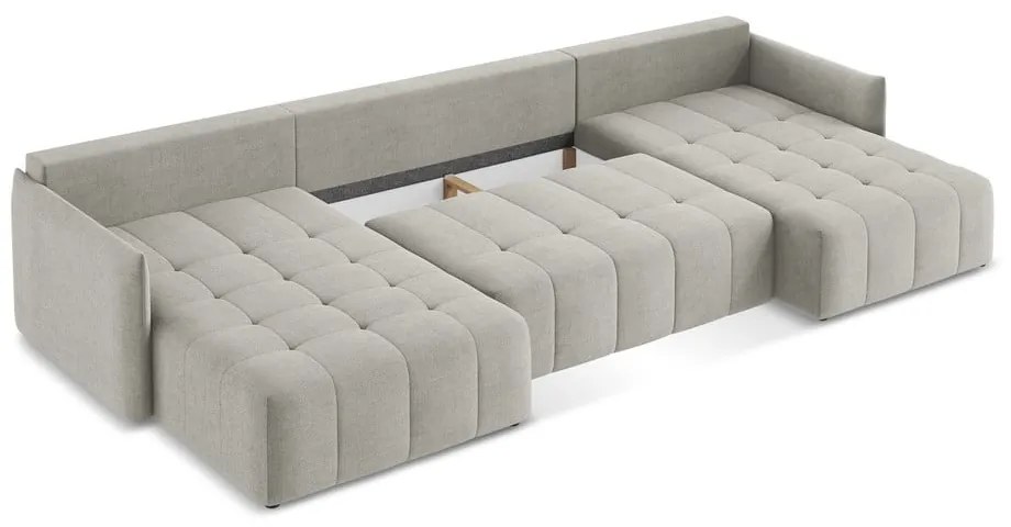 Colțar gri deschis extensibil/cu spațiu de depozitare (în formă de "U") Moku – Makamii