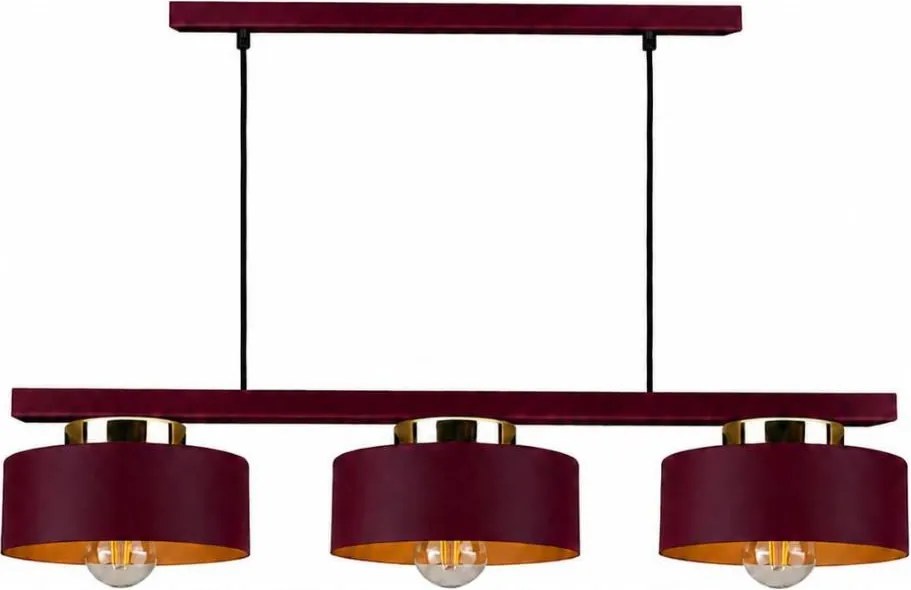 Lustră suspendată pe cablu IGNIA 3xE27/60W/230V vișiniu/auriu