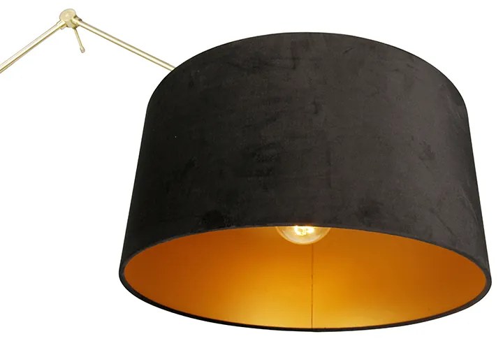 Lampa de podea moderna cu abajur din catifea aurie neagra 50 cm - Editor