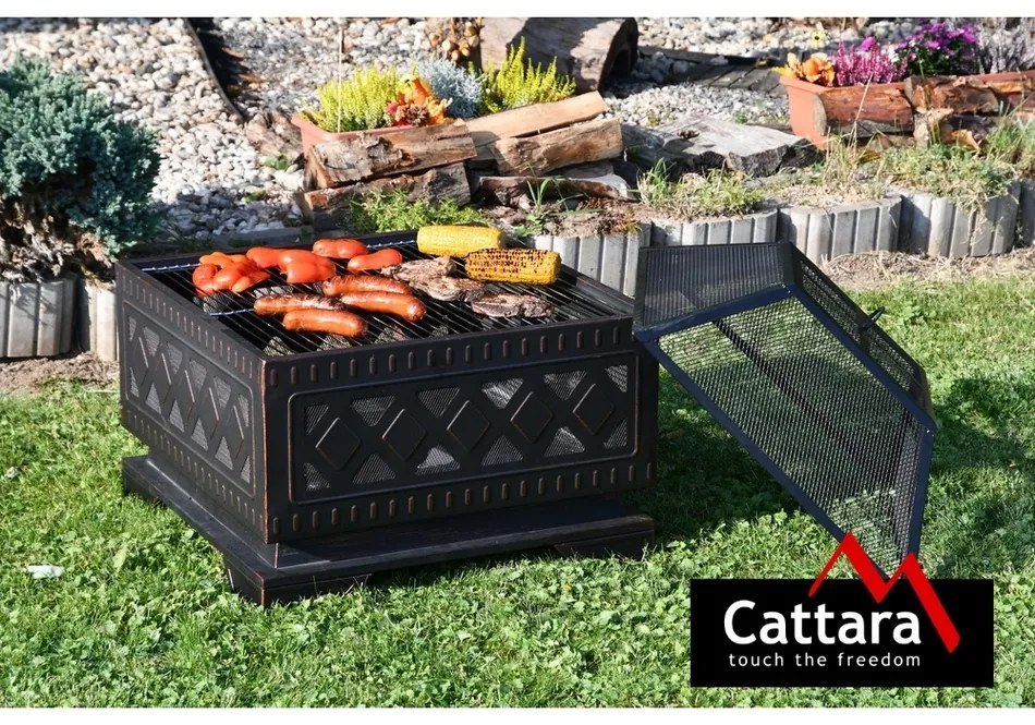 Șemineu cu capac pătrat Cattara 13009, 63,5 x 63,5x 62 cm
