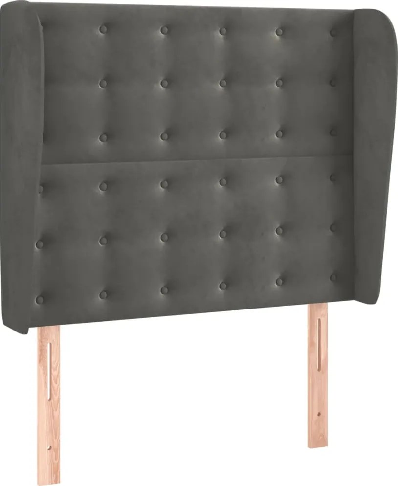 vidaXL Tăblie de pat cu aripioare gri închis 83x23x118/128 cm catifea