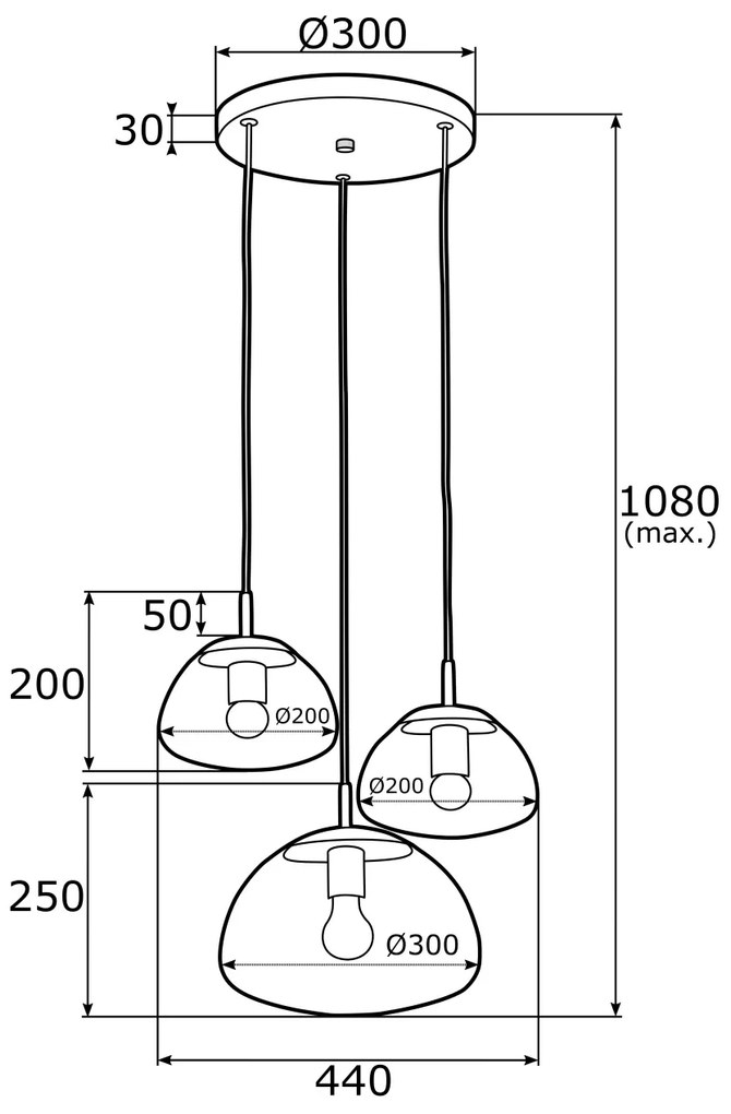 Lustra cu 3 pendule design modern TRINI fumuriu