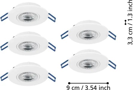 Eglo 300185 - Set 5x spoturi încastrate LED GEDREZ, 4,9 W, 230 V, Ø 9 cm, alb