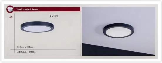 Plafonieră LED/22W ABIA 230V antracit Paulmann 70988