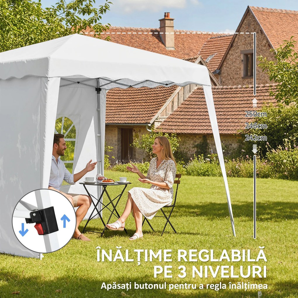 Outsunny Pavilion Pliabil UV50+ cu 2 Părți Laterale Stâlpi Oblici Geantă Transport | Aosom Romania