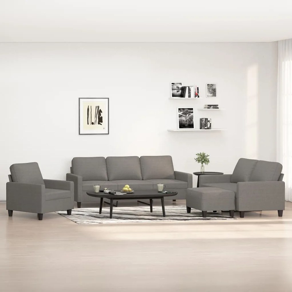 3153698 vidaXL Set de canapele cu perne, 4 piese, gri închis, textil