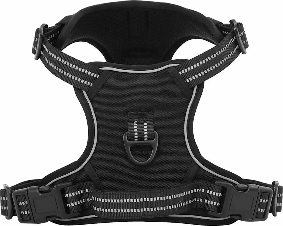 vidaXL Ham pentru câini cu plumb și guler, reglabil, negru, XL