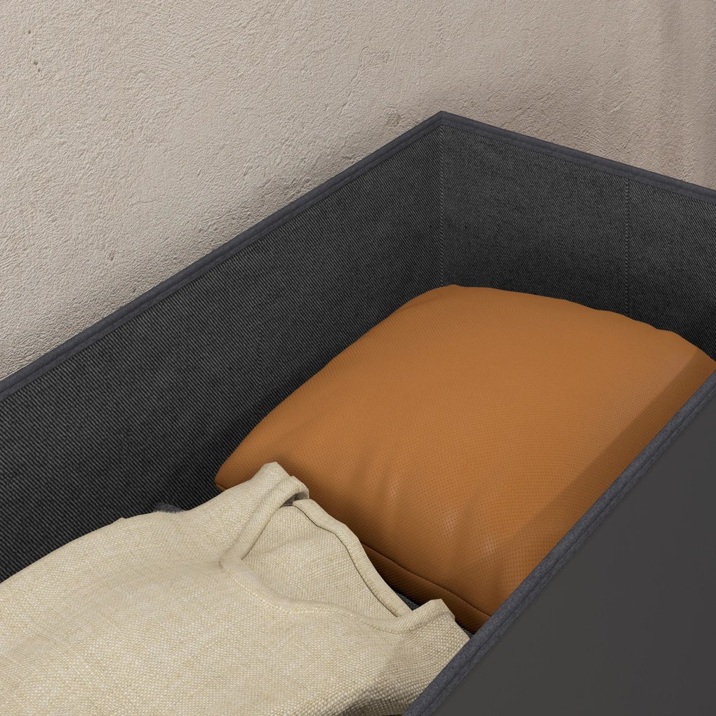 HOMCOM Bancă Cutie de Depozitare Pliabilă, Bancă Taburet cu Capac și Înveliș din Piele Ecologică, 76x38x38 cm, Gri | Aosom Romania