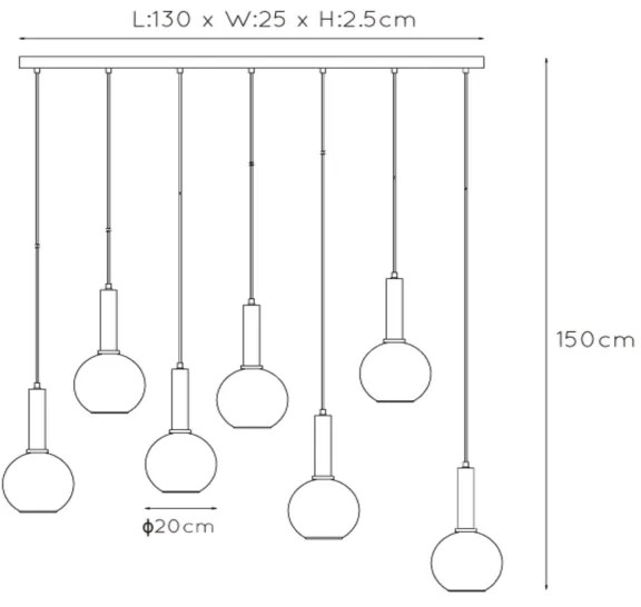 Lustră pe cablu Lucide 45402/07/30 MARIUS 7xE27/40W/230V negru
