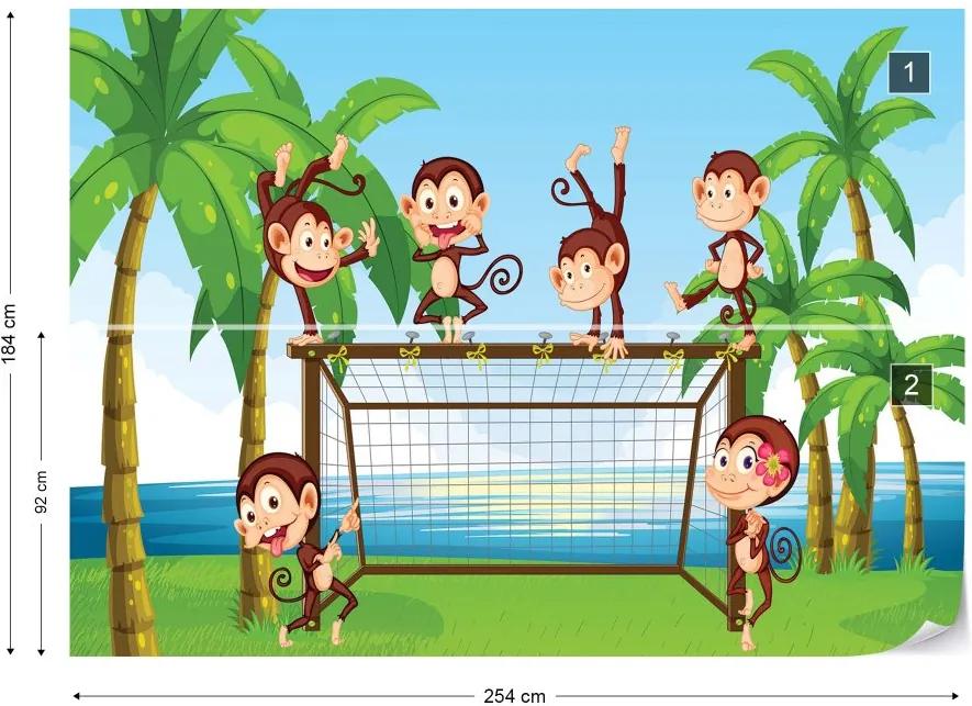 Fototapet GLIX - Football Monkeys Cartoon + adeziv GRATUIT Tapet nețesute - 254x184 cm