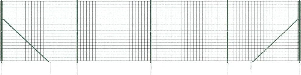 vidaXL Gard plasă de sârmă cu țăruși de fixare, verde, 1,8x10 m