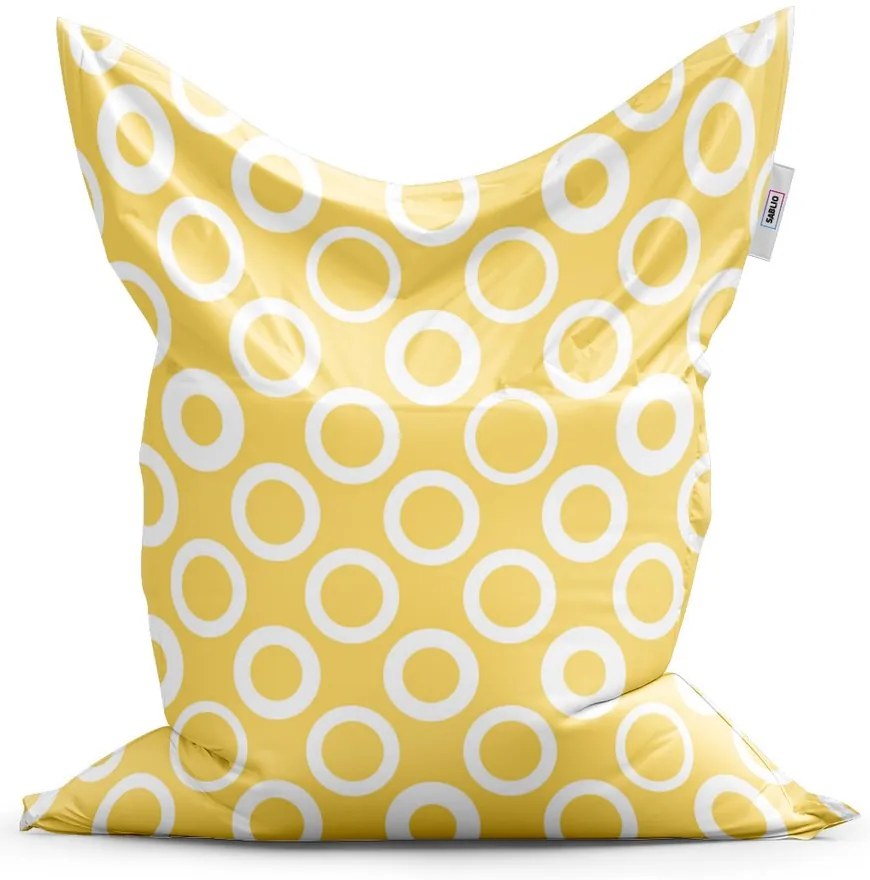 Sac de șezut Classic cercuri albe pe galben - pentru copii, galben