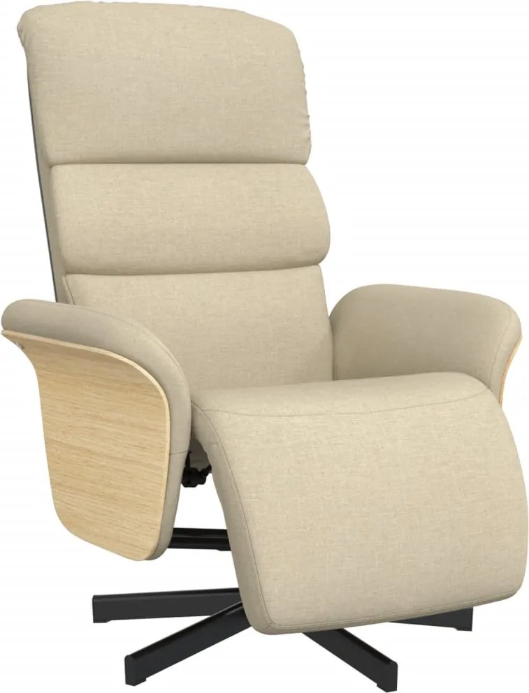 vidaXL Scaun rabatabil cu suport pentru picioare crem material textil