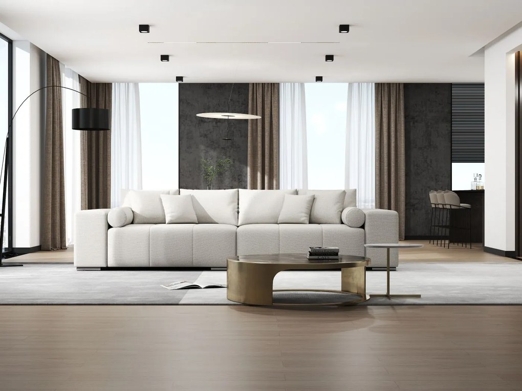 Canapea extensibilă dumonde cu ladă de depozitare si sezut confortabil din spuma high-density, Marbela Enjoy Beige XXL 295x100 cm