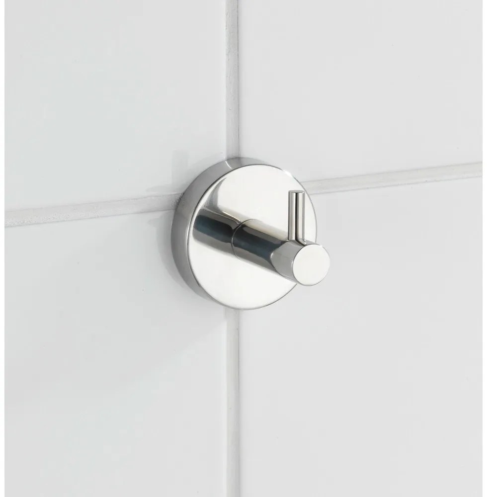 Cârlig argintiu lucios de montat pe perete din oțel inoxidabil Bosio – Wenko