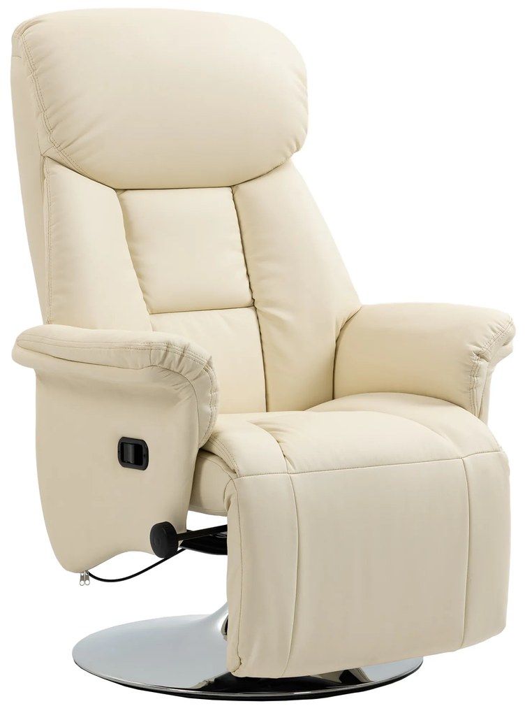 HOMCOM Fotoliu de relaxare reclinabil și pivotant, cu picioare reglabile, capacitate 150 kg, ideal pentru salon sau dormitor, crem | Aosom Romania