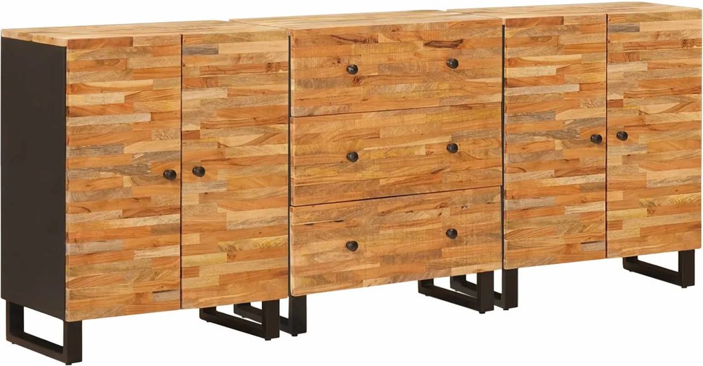 vidaXL Bufet 3 pcs Maro 60 x 33 x 75 cm Lemn de mango solid