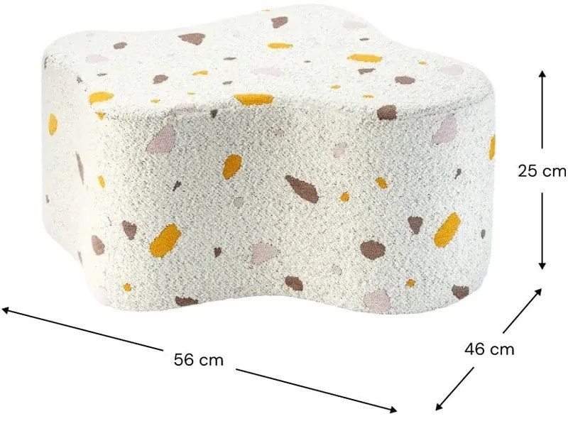 Puf de copii alb cu tapițerie din țesătură bouclé/cu tapițerie din chenille Terrazzo Cloud – Wigiwama