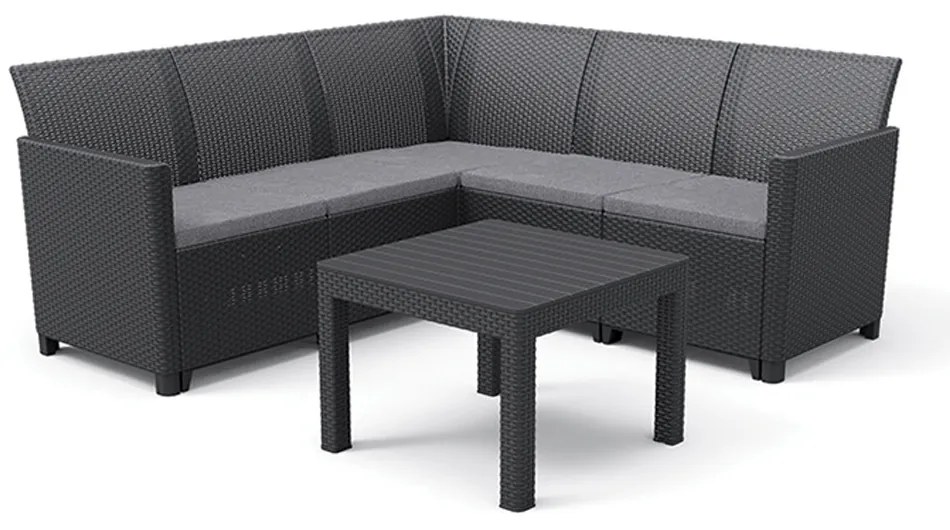 Set de colț de grădină Claire cu 5 locuri și masă Orlando, grafit