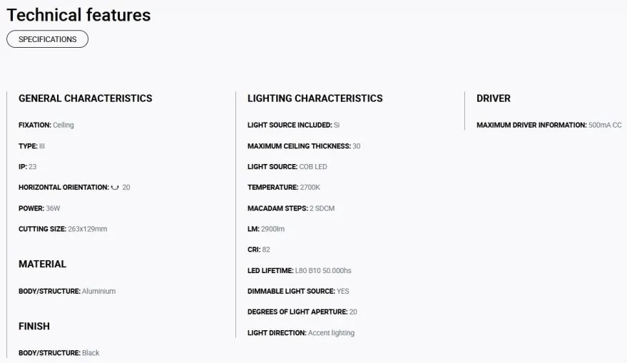 Spot LED incastrabil MINI COLIN-2 Black recessed 36-50W 2700K 20°