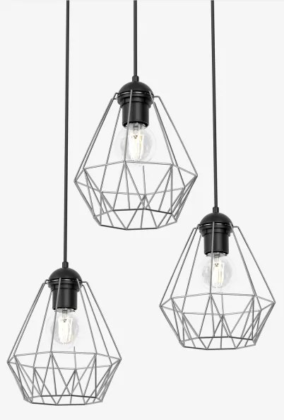 Lustră pe cablu BERGEN 3xE27/60W/230V neagră/crom lucios